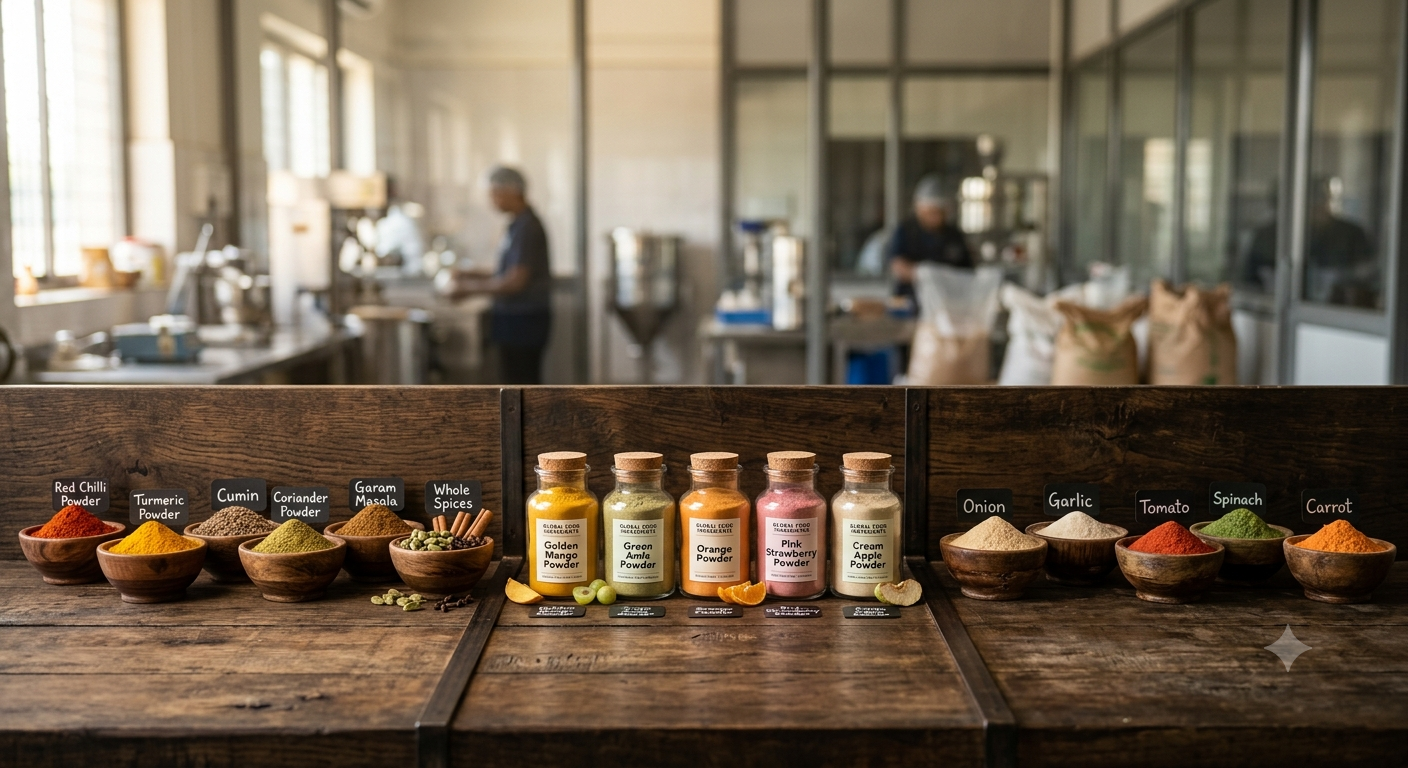 Premium spices, fruit powders, and vegetable powders